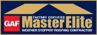 GAF Master Elite weather-stopper roofing contractor logo