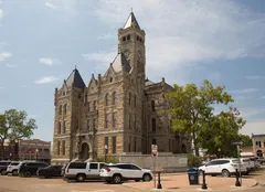 The Lavaca County Courthouse and square in Hallettsville.