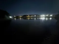 The lake at Timberwood Park, Texas, at night.