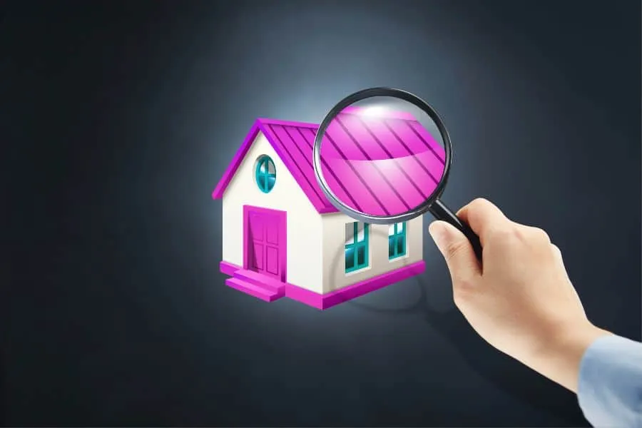 Illustration of roof examined by magnifying glass