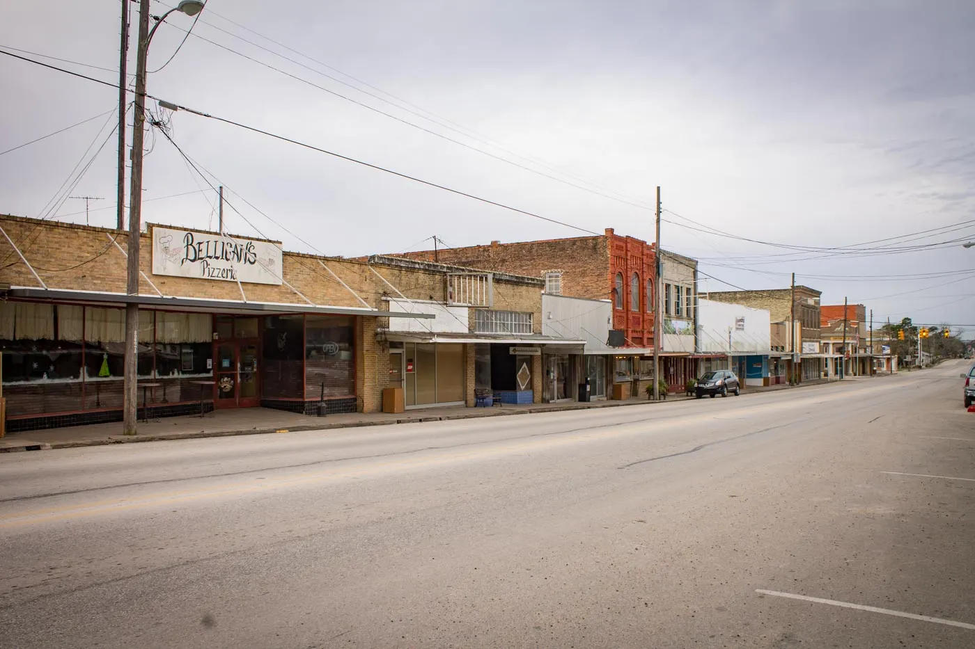 A row of downtown Yorktown storefronts along Main Street.