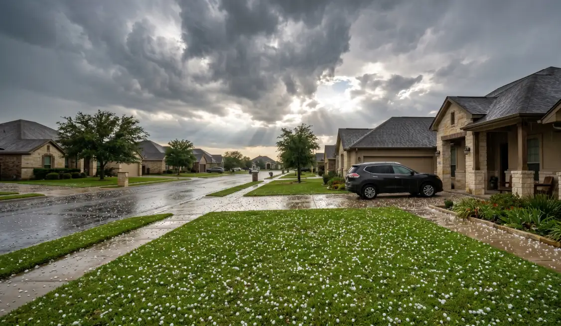 Hail Damage - What Every Texas Homeowner Should Know 1 Golf ball sized hail damage scattered on a South Texas lawn after a spring storm
